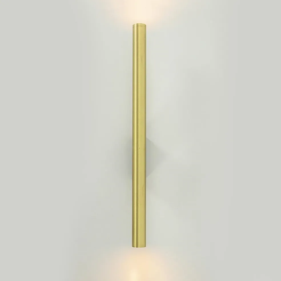 Smalle wandlamp cilinder zwart met solid brass