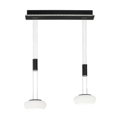 Smart hanglamp 2-lichts mat zwart met opaal glas dimbaar