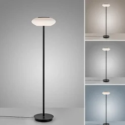 Smart vloerlamp zwart met wit glas dimbaar