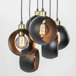 Speelse 6-lichts hanglamp zwart met goud