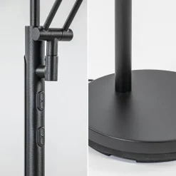 Staande uplighter+leesarm zwart dim.cct