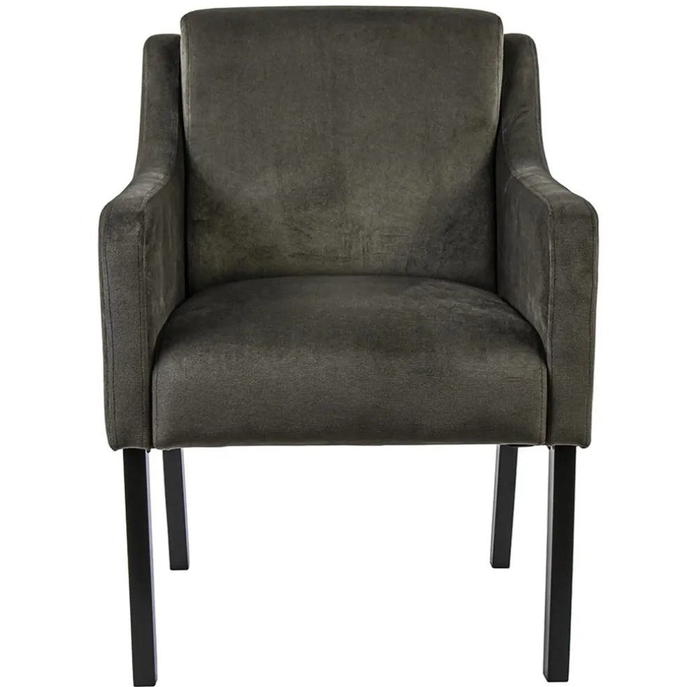 Stijlvolle eetkamerstoel bruin met zwarte poot