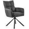 Stijlvolle eetkamerstoel draaibaar antraciet met zwart