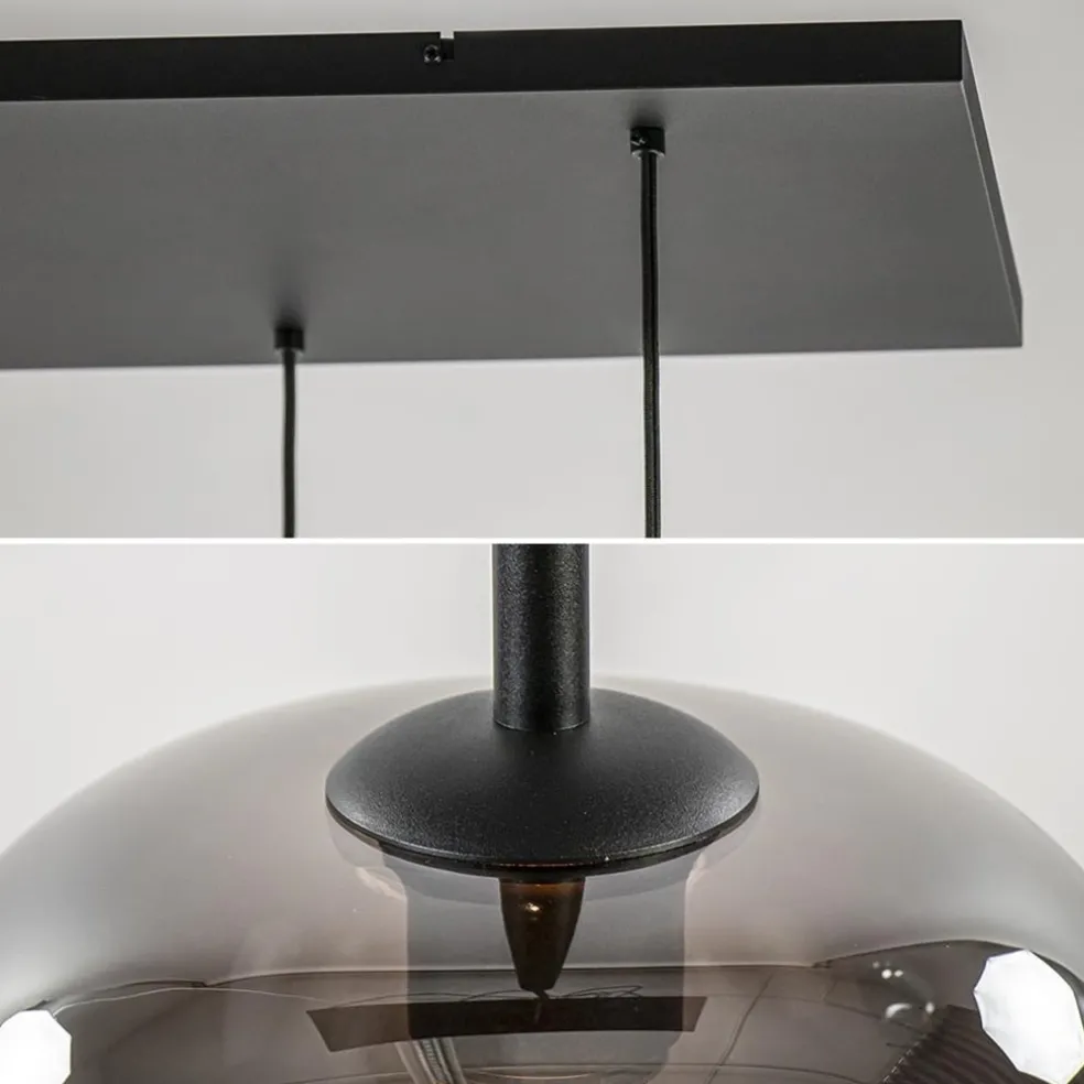 Stijlvolle 6-lichts hanglamp zwart met gradiënt smoke glas