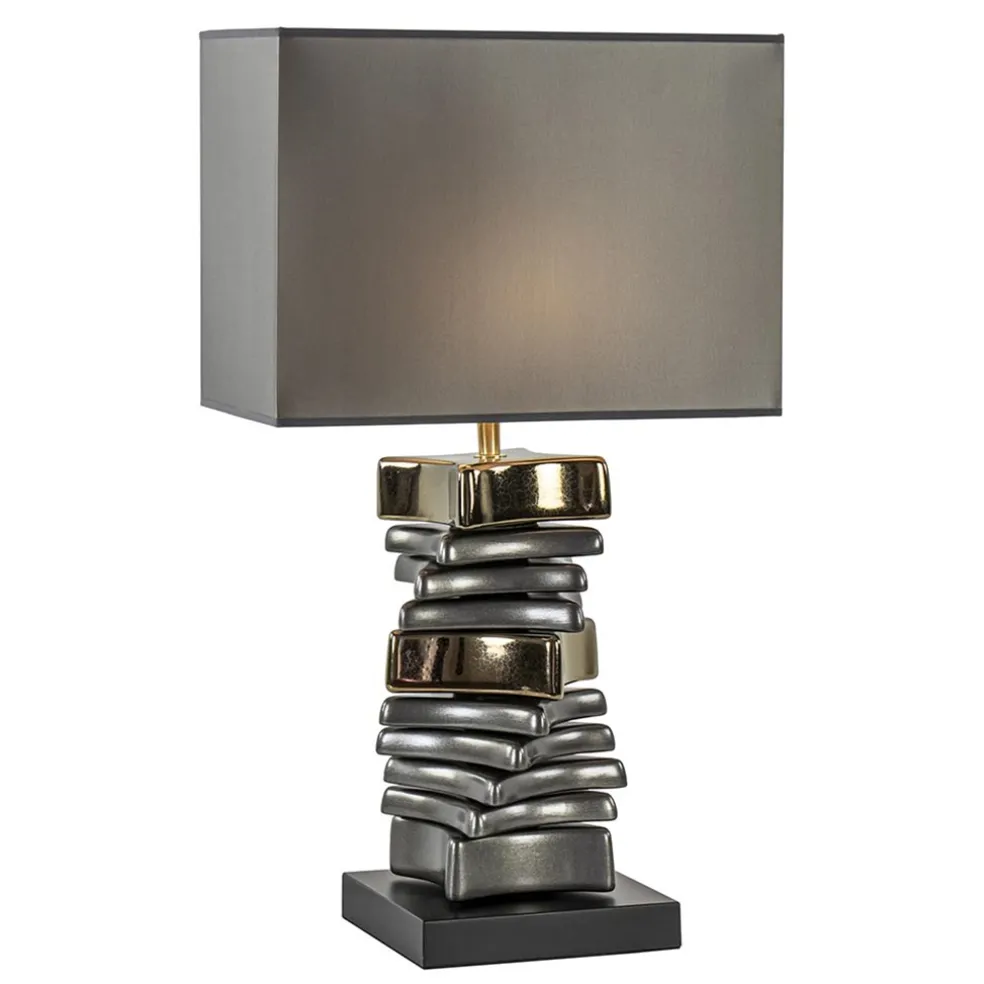 Stijlvolle tafellamp grijs/goud inclusief kap