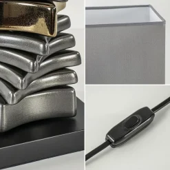 Stijlvolle tafellamp grijs/goud inclusief kap