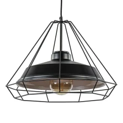 Stoere hanglamp industrieel/Scandinavisch mat zwart