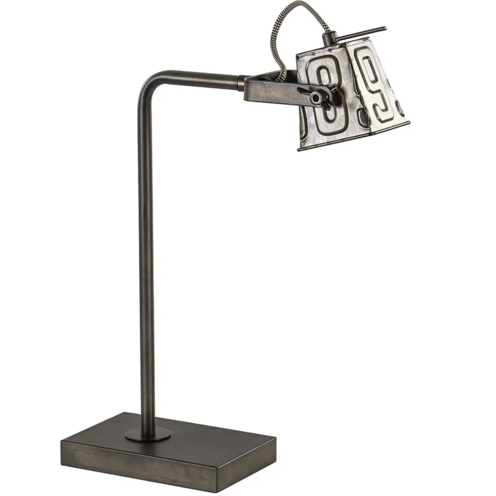 Stoere industriele tafel/bureaulamp black steel