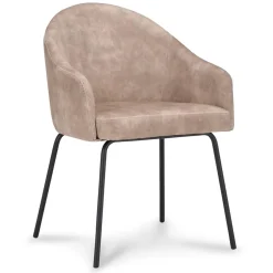 Stoffen armstoel sand met smalle metalen poot