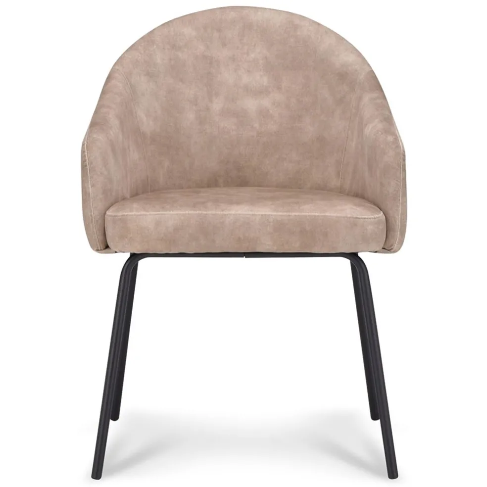 Stoffen armstoel sand met smalle metalen poot