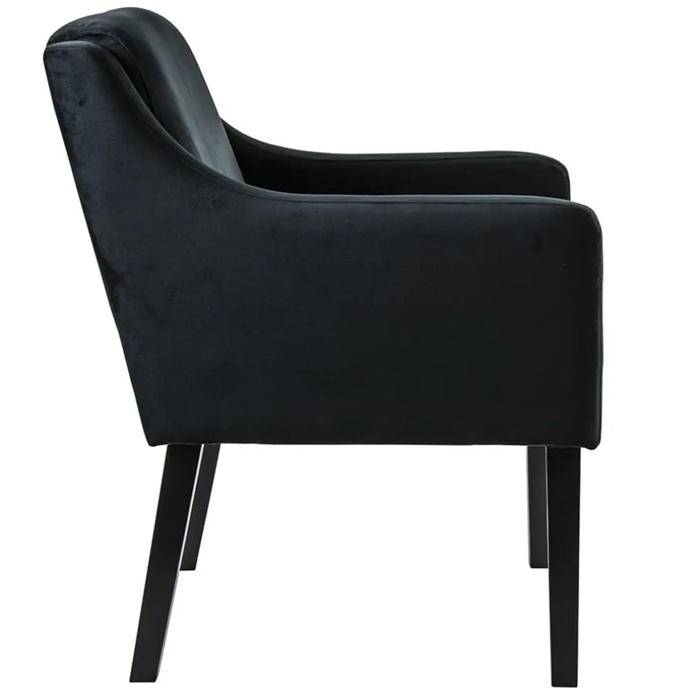 Stoffen armstoel zwart met zwarte poot