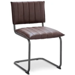 Stoffen eetkamerstoel bruin met gunmetal onderstel