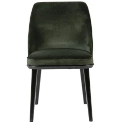 Stoffen eetkamerstoel groen met zwarte houten poot