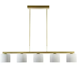 Strak klassieke hanglamp goud met mat wit glas