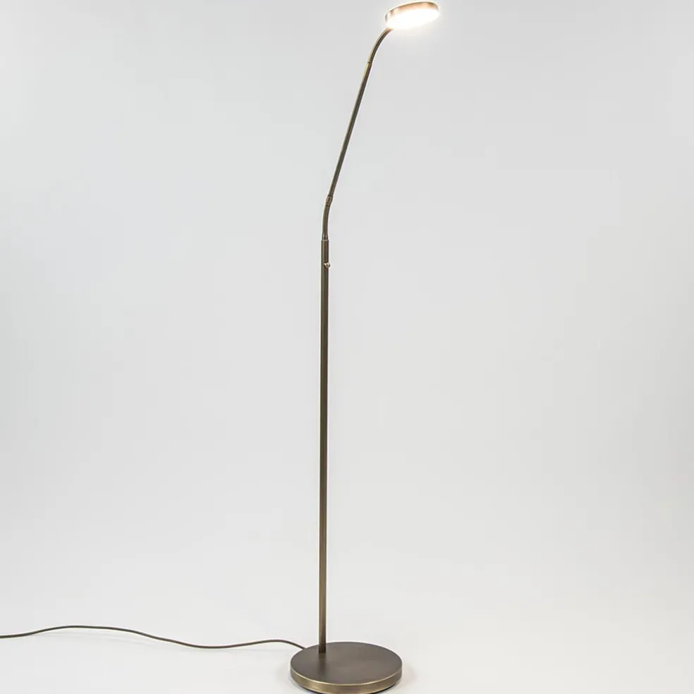 Strak klassieke LED leeslamp brons dim to warm