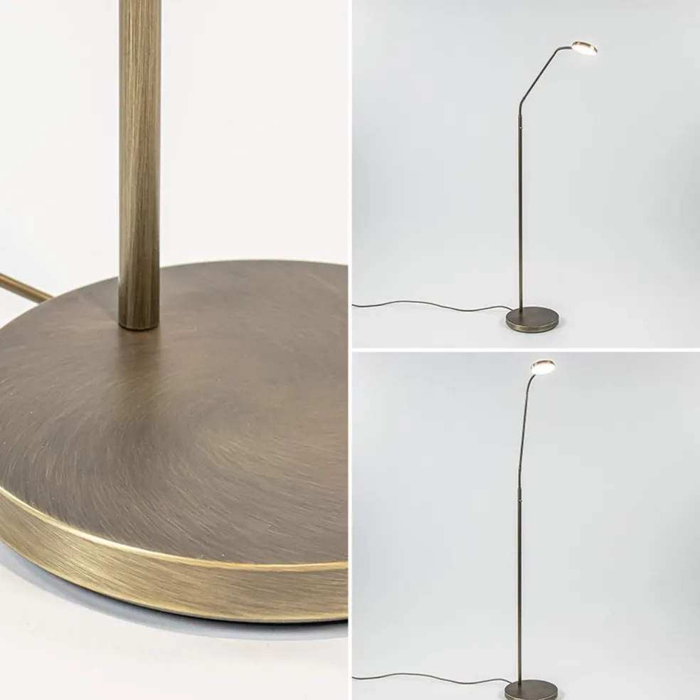 Strak klassieke LED leeslamp brons dim to warm