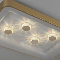 Strak klassieke LED plafondlamp goud met kristaleffect