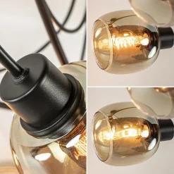 Strak klassieke 5-lichts plafondlamp met smoke glazen kappen
