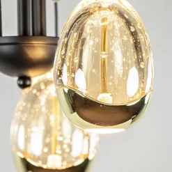 Strak klassieke plafondlamp egg goud met zwart