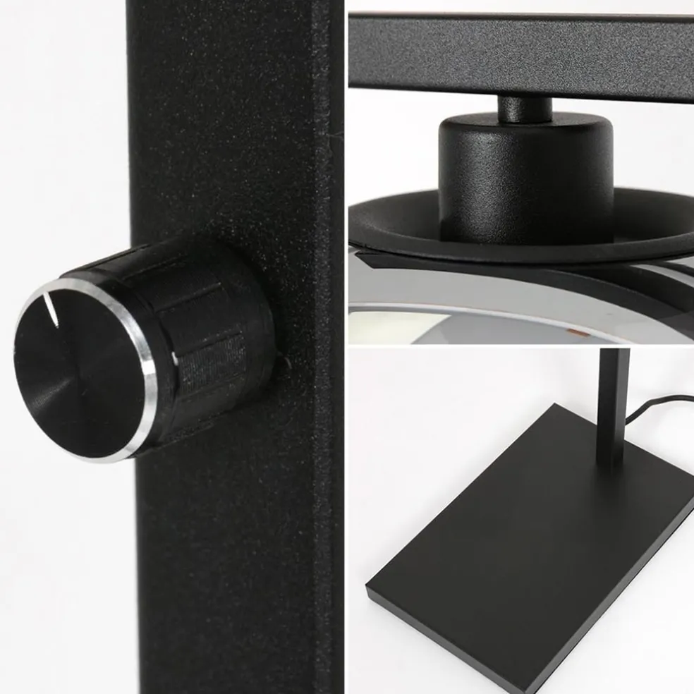 Strakke vloerlamp zwart met smoke glazen kap