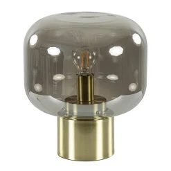 Tafellamp Arturan brons met smoke glazen kap