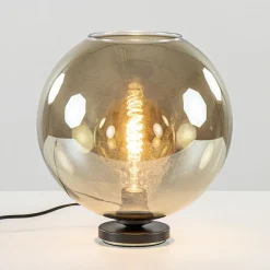 Tafellamp Bella zwart + smoke glas 30cm