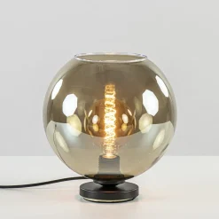 Tafellamp Bella zwart + smoke glas 25cm