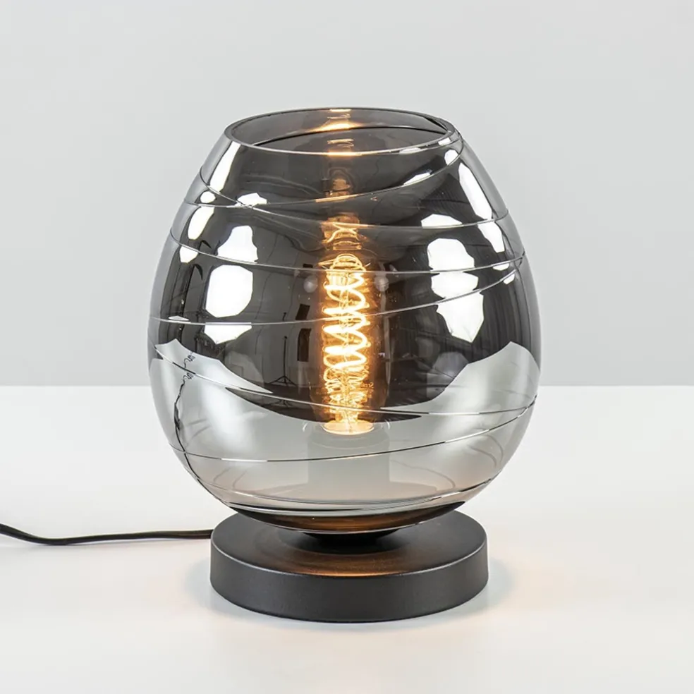 Tafellamp Fantasy laag zwart + smoke glas