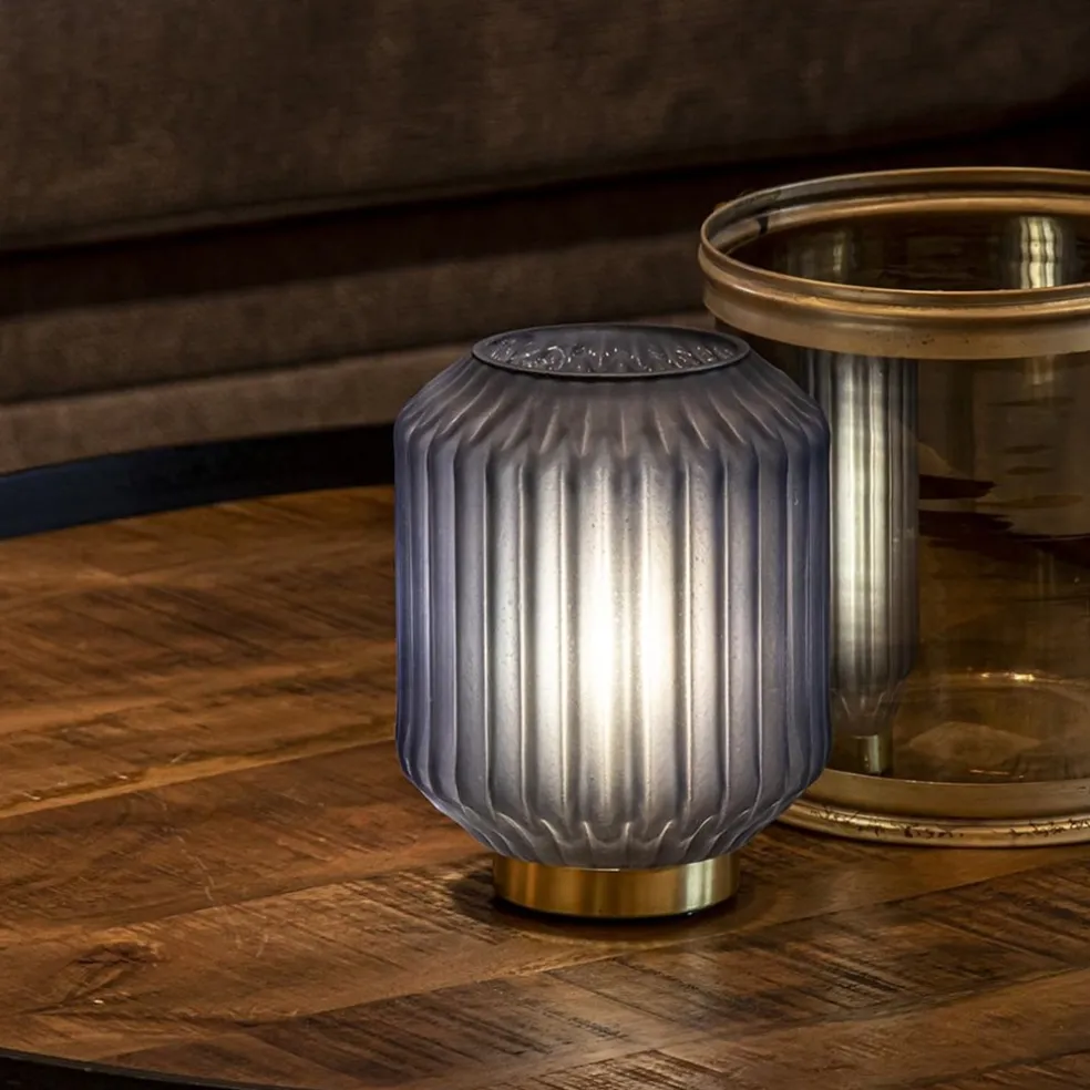 Tafellamp Ivot op batterij mat blauw klein