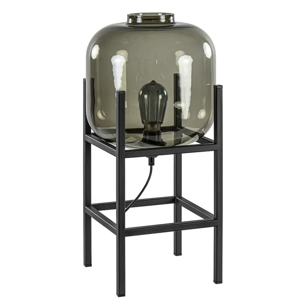Tafellamp Lett frame zwart/smoke glas