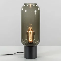 Tafellamp Lett zwart + smoke glas 13cm