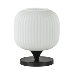 Tafellamp mat zwart met wit glas