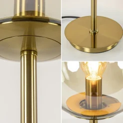 Tafellamp Medina goud met amber glas L&L