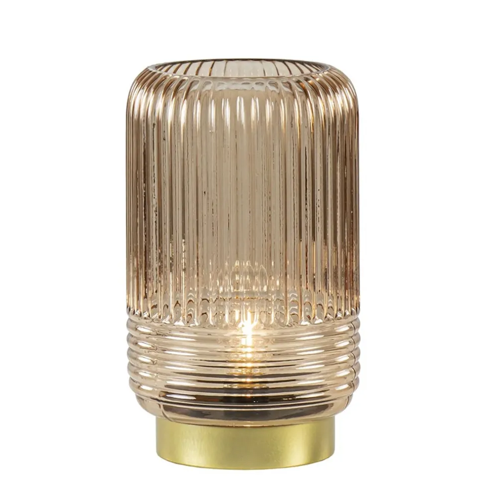 Tafellamp op batterij Lipa amber glas