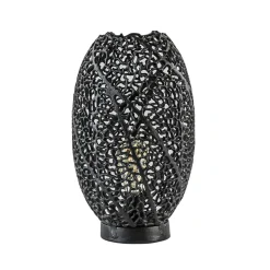 Tafellamp Sinula zwart gevlochten staal