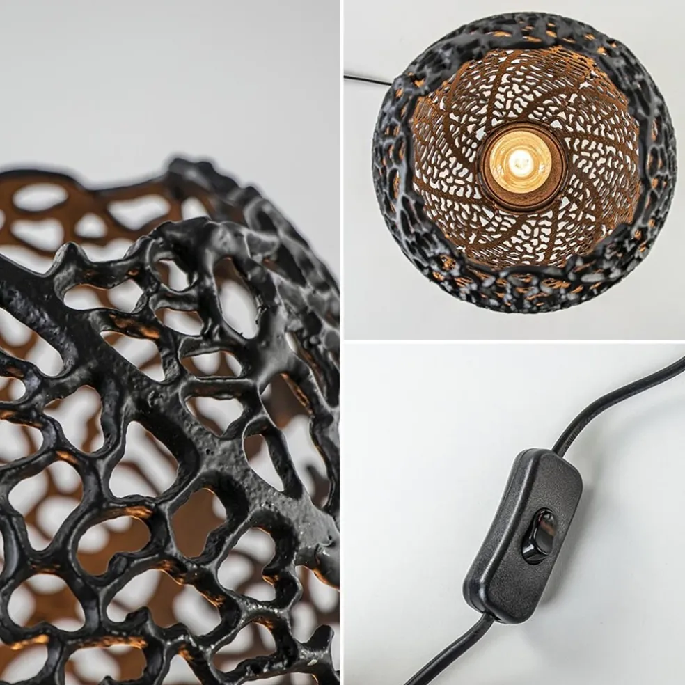 Tafellamp Sinula zwart gevlochten staal