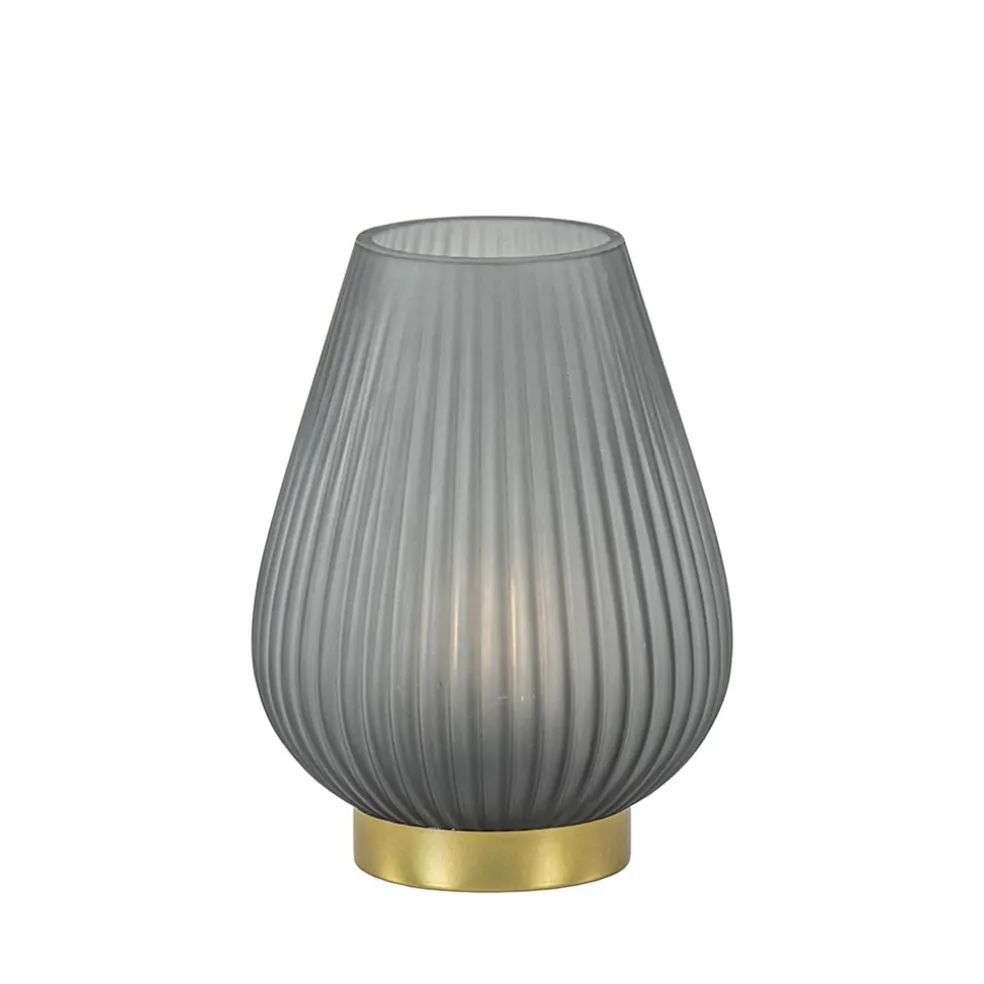 Tafellamp Tajera op batterij mat grijs/goud