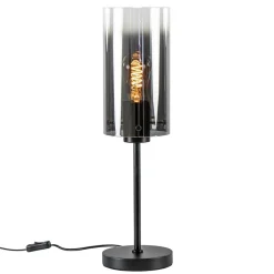 Tafellamp zwart met cilinder kap smoke gradiënt