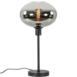 Tafellamp zwart met glazen kap smoke/helder gradient