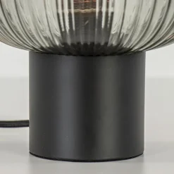Tafellamp zwart met ronde smoke glazen kap