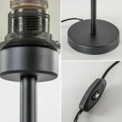 Tafellamp zwart met smoke glazen bol