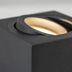 Tafelspot/vloerspot Rebel zwart vierkant