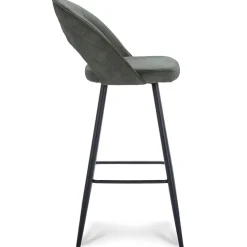 Trendy barkruk velours met zwart metalen poot