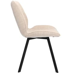 Trendy eetkamerstoel stof naturel met zwarte poot