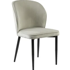 Trendy eetkamerstoel wit velours met zwart metalen poot