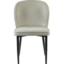 Trendy eetkamerstoel wit velours met zwart metalen poot