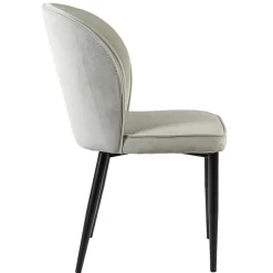 Trendy eetkamerstoel wit velours met zwart metalen poot