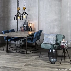 Trendy moderne eetkamerstoel metaal/stof