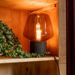 Trendy tafellamp met smokey glas