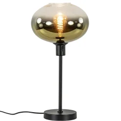 Trendy tafellamp zwart met glazen kap helder/goud